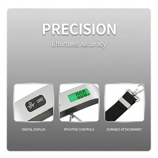 Portable Electronic Scale, Handheld Digital Luggage Weight Scale with 110 lbs/50 kg Capacity, 0.1 lb/10 g Precision, LCD Backlight Display for Travel, Fishing, Shopping, Home Use