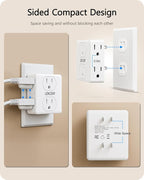 LENCENT 2 to 3 Prong Outlet Adapter, 2 Prong Power Strip, 6 Widely Spaced Outlets Extender, 3-Sided Wall Plug Splitter, 1875W Max, Compact Wall tap for Non-Grounded Outlets in Old House Hotel Dorm