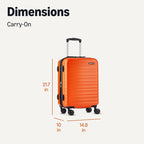 Amazon Basics 21" Hardside Carry-On Luggage with Spinner Wheels, Expandable for Up to 25% More Space, Scratch-Resistant Hardshell Suitcase, Telescoping Handle, Orange