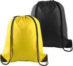 PLULON 2Pcs Drawstring Bags Bulk Drawstring Backpack Black Yellow String Backpack Cinch Sack Sport Gym Backpack Bags for Yoga Traveling Outdoor Sports