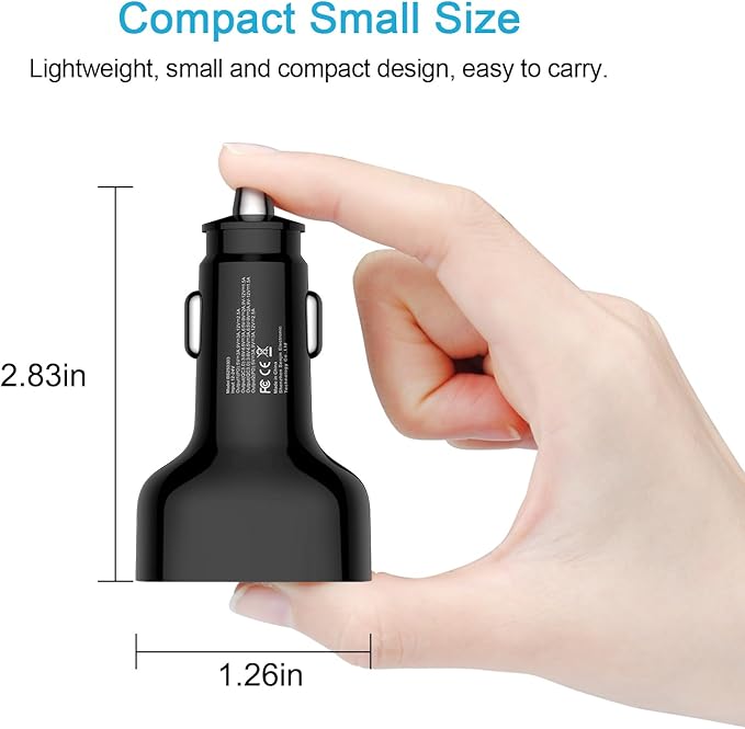 Multi 4 Ports Fast Car Charger Adapter 12V Auto Vehicle Plug - USB C & USB A Quick Charging - Cigarette Lighter Cell Phone Automobile Charger for iPhone 17 Pro Max Air 16e 16 15 14 13 12, Samsung S26