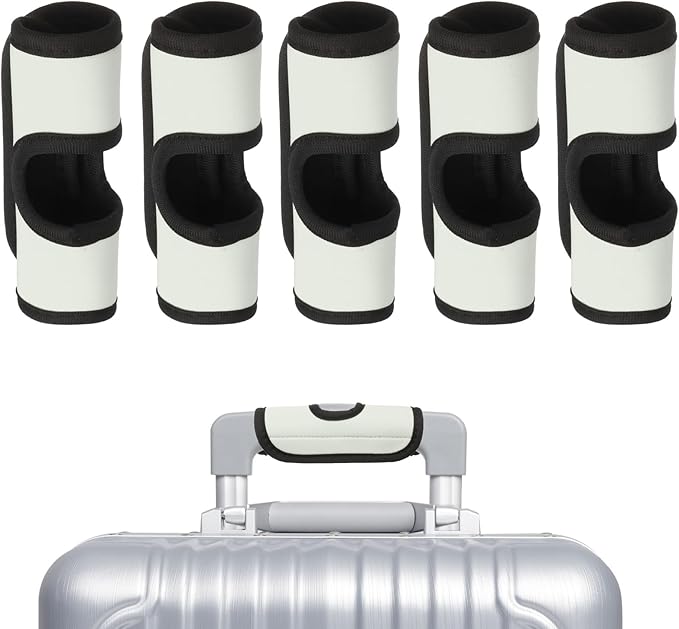 uxcell 5 Pcs Luggage Handle Wrap, Hollow Neoprene Handbag Grip Cover Protector Luggage Identifiers Suitcase Handle Wraps for Luggage Suitcase Travel Bags, White
