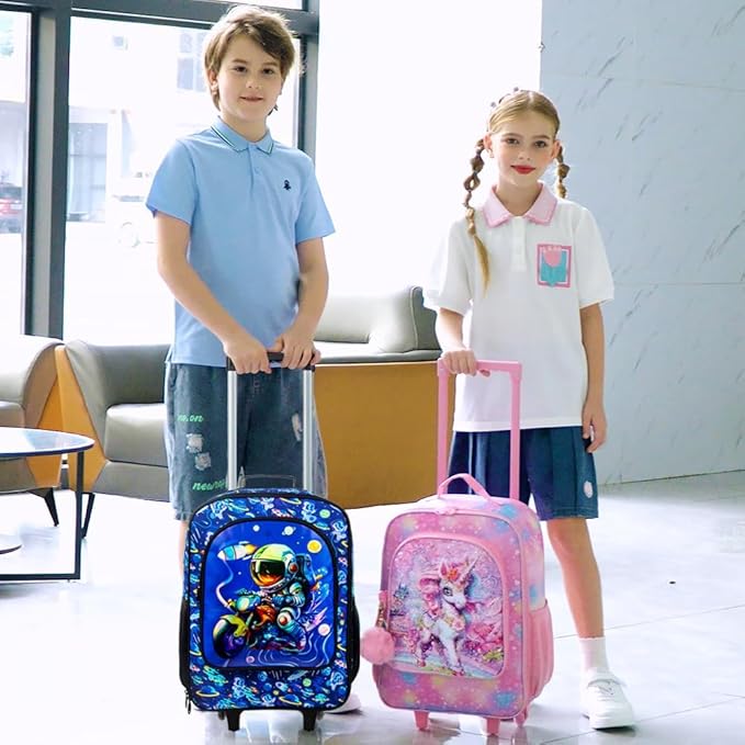 Kids Luggage for Boys, Water Resistant Rolling Suitcase, Cool Astronauts Travel Carry on for Elementary Preschool Toddler
