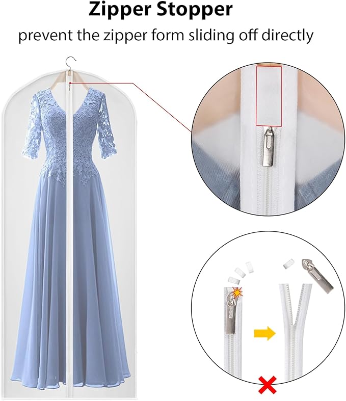 60 inches Garment Bags for Closet Storage with Zipper Clear Garments Bag for Gowns Long, Dresses, Suit, Coat - Set of 20 [Upgraded Version]