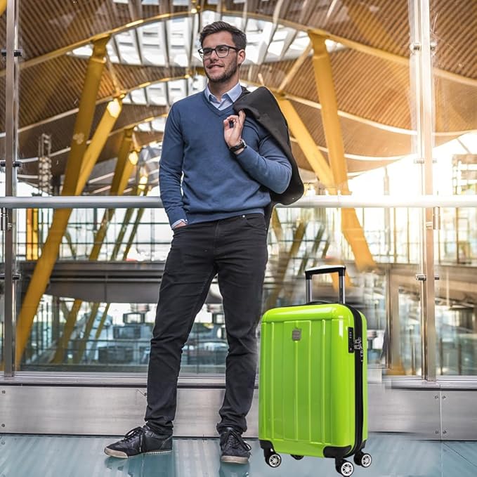 World Traveler VentureX Airline Approved 20-Inch Carry-On Luggage – Lightweight Hardside Polycarbonate Suitcase with Spinner Wheels - Contour Apple Green