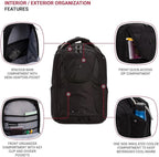 SwissGear 2762 ScanSmart Laptop Backpack, Fits Most 16 Inch Laptops, TSA Friendly, Work, School, Men's and Women's, Black