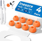4 Pairs Replacement Ear Tips for AirPods Pro 2nd/1st Generation with Portable Storage Box & Cleaner Pen,Noise Reduction Holewith & Built-in dust Guard Screen,Silicone EarTips(Orange)