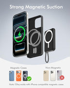 for Magsafe Power Bank, 5000mAh Magnetic Portable Charger with Built-in USB-C Cable, Wireless Battery Pack with 20W PD Fast Charging for iPhone 17/16/15/14/13/12 All Series-Black