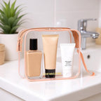 Icramsy Clear Makeup Bag,2 Pack TSA Approved Toiletry Bag Travel Toiletry Bag Hanging Makeup Cosmetic bag for Women Men (Rose gold)