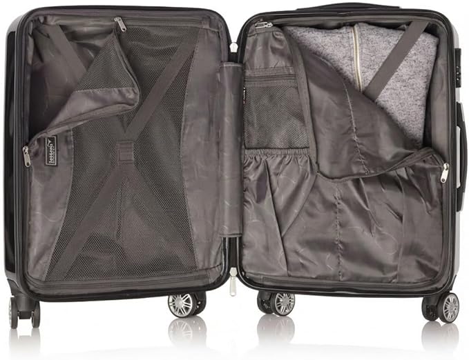 Gabbiano Macan 3 Piece ABS Luggage Set – Expandable Hardshell Suitcase with Add-A-Bag Strap, TSA Lock & 8-Wheel Spinners – Lightweight (20" Carry On, 26" Medium, 30" Large) (Black, 3-Piece set)