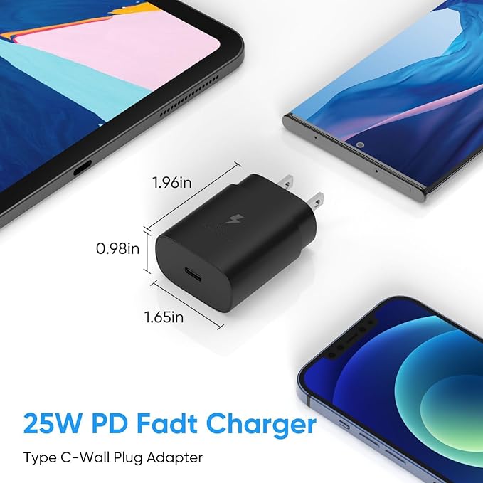 USB Type C Charger Block, 25W Fast Charging Block for Samsung Galaxy S25 S24 Ultra S23 S22 S21 S20 Note20 / iPhone 17 16 15 14 13 Pro Max, Super Fast Wall Charger Plug Power Adapter, 2 Pack
