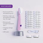 Michael Todd Beauty Sonicsmooth Pro+ Dermaplane Razor for Women Face + Eyebrow Trimmer Dermaplaning System w/LED Light Peach Fuzz Remover -16 Dermaplaning Blades & 2 Microsmooth Exfoliation Tips