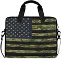 American Flag with Camouflage Grunge Laptop Bag Case 13 14 15.6 inch Laptop Messenger Bag Crossbody Briefcase for Men Women with Shoulder Strap Handle