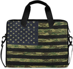 American Flag with Camouflage Grunge Laptop Bag Case 13 14 15.6 inch Laptop Messenger Bag Crossbody Briefcase for Men Women with Shoulder Strap Handle