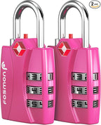 Fosmon TSA Approved Pink Locks for Luggage. Cute Locker Suitcase Lock with Open Alert Indicator, 3 Digit Combination Padlock with Alloy Body for Travel, Backpack Zipper Anti Theft, Gym, Women- 2 Pack