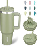 BJPKPK 40 oz Insulated Tumbler With Lid And Straw Stainless Steel Tumblers Cup With Handle For Women And Men,Sage