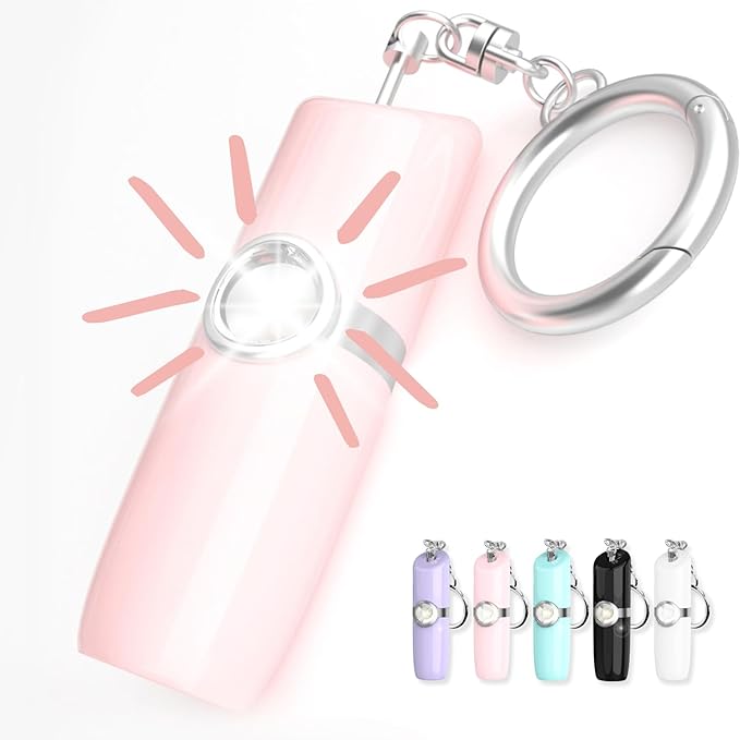 Securityman Personal Safety Alarm for Women | Self Defense Keychain (Loudest 130dB Siren and SOS Strobe Light) Everyday Security Personal Alarm Protection Device (Pink)