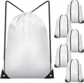 IKAYAS 6 Pcs Drawstring Bags Bulk White Drawstring Backpack, String Backpack Cinch Sack Sport Gym Backpack Bags for Yoga Traviling Outdoor Sports