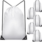 IKAYAS 6 Pcs Drawstring Bags Bulk White Drawstring Backpack, String Backpack Cinch Sack Sport Gym Backpack Bags for Yoga Traviling Outdoor Sports