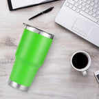 D·S 30 oz Green Tumbler Stainless Steel Double Wall Vacuum Insulated Mug with Straw and Lid, Cleaning Brush for Cold and Hot Beverages