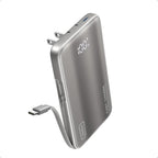 INIU 3-in-1 Portable Charger, 45W 10000mAh Fast Charging Power Bank, Built-in USB C Cable & Foldable Wall Plug, Travel Essentials, Battery Pack for iPhone 17 16 15 Series, Samsung, MacBook, Gray