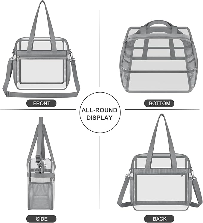 USPECLARE Clear Bag for Stadium Events,Transparent Bag for Work Sports Games Concerts Travel Gym