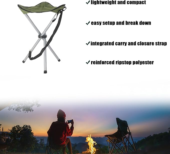 Folding Camping Stool,16.6" Folding Camping Chairs,Portable Tripod Seat,Outdoor Travel Tall Chair for Camping Walking Hunting Hiking Fishing Mountaineering Picnic Beach BBQ Garden Lawn(Pink)