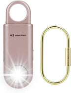 135dB Rechargeable Personal Safety Alarm Strobe Light Flashlight Keychain Siren for Women, College School Students Emergency SOS Alerts Loud Sound Torchlight Hiking Alarm Bear Deterrent. Rose Gold