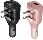 USB Car Charger,NDLBS 2-in-1 Portable Dual USB Car and Wall Charger with Foldable Plug Home for iPhone X XR XS MAX 7 8 Plus,iPad Pro Air Mini,Galaxy Note9 S9 S8 Plus,LG Google