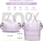 Travel Duffel Bag, Sports Tote Gym Bag, Shoulder Weekender Overnight Bag for Women
