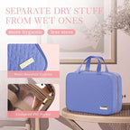 HOTOR Travel Toiletry Bag - Hanging Toiletry Bag for Women & Men, Makeup Bag/Big Comparment, Waterproof for Travel Accessories, Travel Essentials, Large, Aegean-Blue