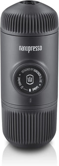 WACACO Nanopresso Portable Espresso Machine, Evolution of the Minipresso, Maximum Pressure 18 Bar, Travel Coffee Maker, No Need for Battery, Manual Operated, Grey