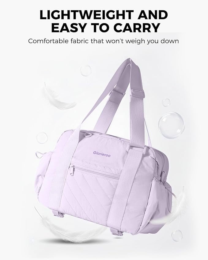 Small Gym Bag for Women - Puffer Duffle Weekender Work Duffel Carry on Overnight Nurse Dance Yoga Workout Tote Bag with Yoga Mat Holder Wet Compartment Coin Purse BPA-Free