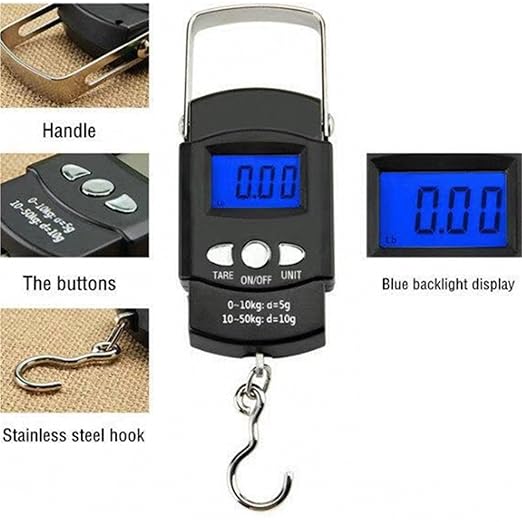 Luggage Weight Scale, Handheld Portable Mini Digital Hanging Hook Scale 50Kg/5g LCD Display Electronic Weighting Scale for Travel Fishing Luggage,for Travel