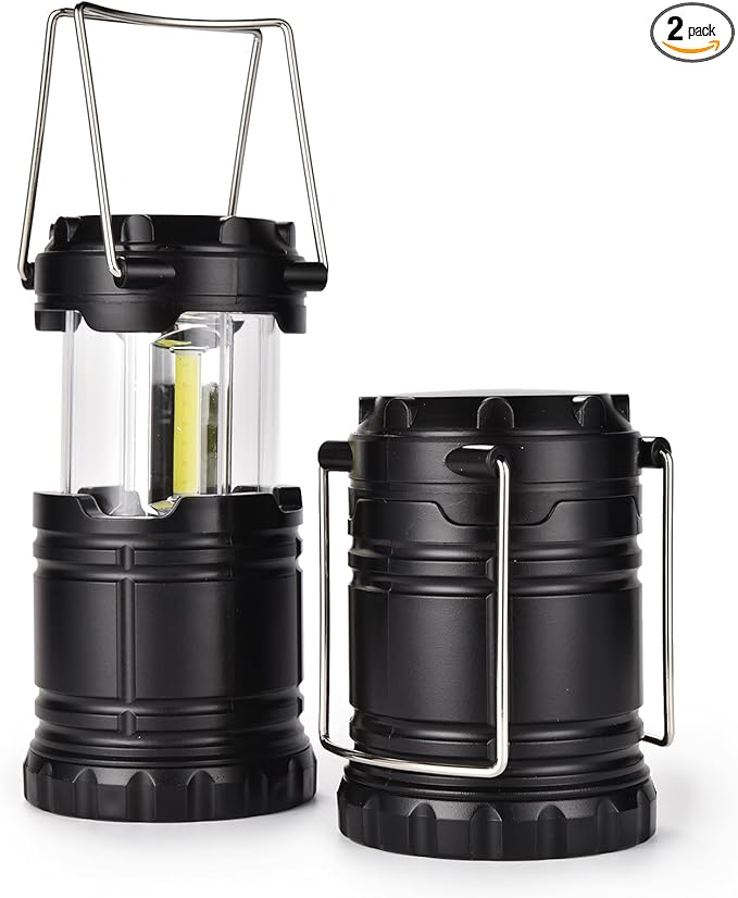 KPKJOO Lantern Collapsible Camping Light, Battery Operated Lanterns LED Super Bright for Power Outages Indoor Emergency Outdoor Camping Hiking Kit (2, COB)