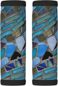 2 Pack Blue Sea Glass Mosaic Luggage Handle Wraps Suitcase Tags Identifiers for Travel Accessories