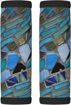 2 Pack Blue Sea Glass Mosaic Luggage Handle Wraps Suitcase Tags Identifiers for Travel Accessories