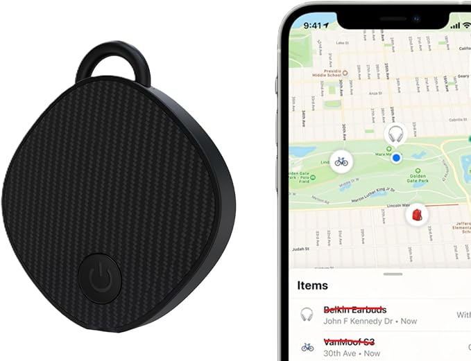 Unlimited Range GPS Tracking Device Item Locator for Car, Purse, Pet, Key Work with Apple Findmy No 3rd App Needed (Black)
