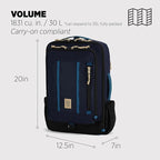 Topo Designs Global Travel Bag – 30L or 40L - Carry-On Compliant Most Airlines, Durable Travel Duffel Bag, Clam Shell Main Pocket, Laptop Sleeve, Backpack, Luggage (30L / Navy/Sahara)
