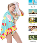 Beach Towel Microfiber Beach Towels Sand Free Quick Dry Lightweight Cute Fruit Travel Towels 30×60 inch Beach Towels for Kids Women Men Pool Swim Beach Essentials Accessories