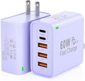 2Pack USB C Fast Charger Block, Total 60W 5-Port USB C Wall Charger 30W Type C Charging Block, 2USB C+3USB A PD 3.0 Multiport Charging Cube for iPhone 17 16 15 14 Pro Max, G-alaxy S26 S25 Ultra, i Pad