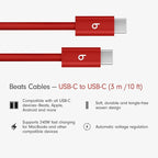 Beats 240W USB-C to USB-C Braided Cable, Fast Charging, Durable/Tangle Free, Compatible with Apple and Android Devices (3 m/10 ft) – Rapid Red
