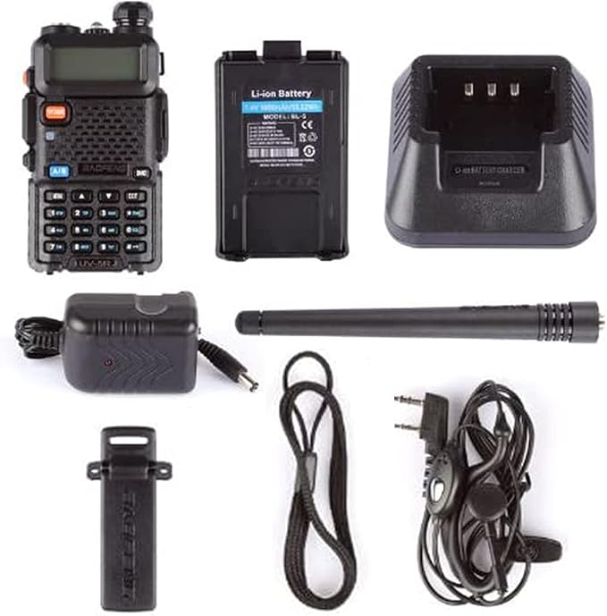 Baofeng UV-5R Two Way Radio Dual Band 144-148/420-450Mhz Walkie Talkie 1800mAh Li-ion Battery(Black)