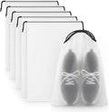 Large Shoe Bags for Travel, Waterproof Storage Organizer with Drawstring, Frosted Clear Travel Shoe Bag, 5 Pack 17.7 x 13.8 Inches