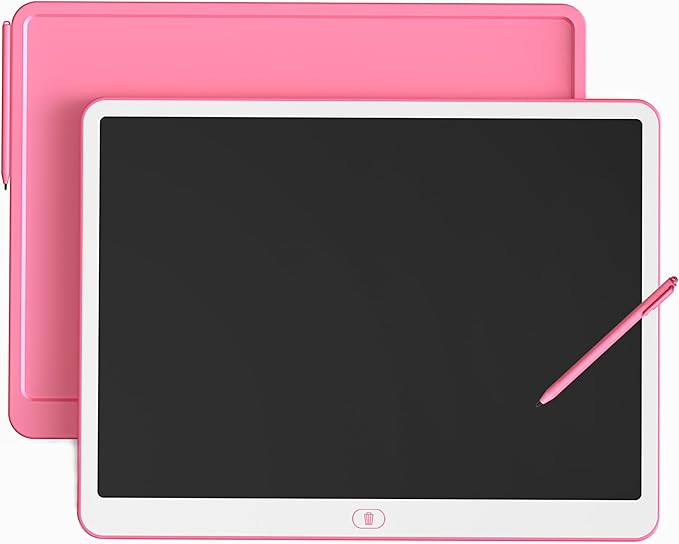 TEKFUN 20inch LCD Writing Tablet with Stylus, Erasable Doodle Board Mess Free Drawing Pad for Kids, Car Trip Educational Toys Birthday Christmas Gift for 3 4 5 6 7 Girls Boy(Pink)