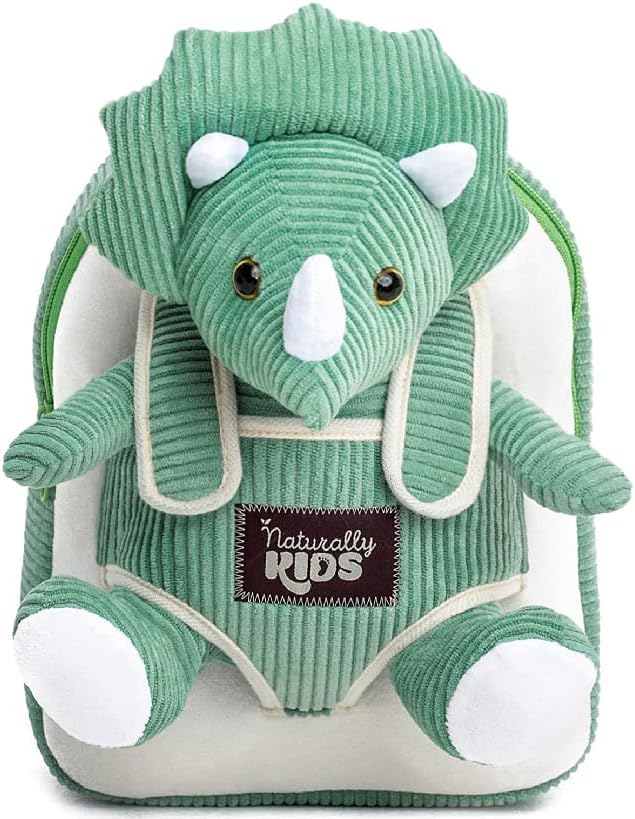 Green Triceratops Plush Stuffed Animal, Dinosaur Gifts for Kids 3-5, Dinosaur Backpack, Toddler Backpack for Boys, Girl