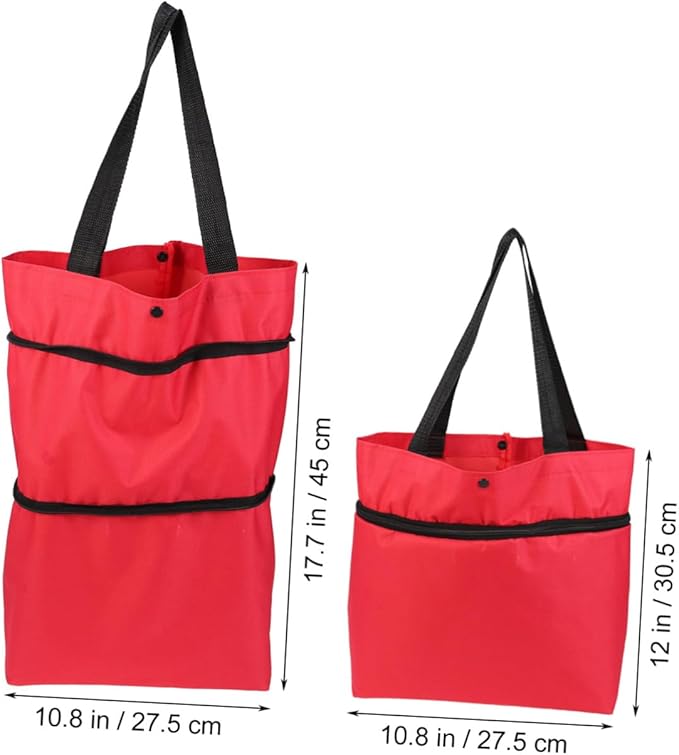 Alipis Portable Folded Trolley Cart for Travel Shopping Lightweight Collapsible Bag with Wheels Compact Organizer for Groceries Gym Beach and Camping Red