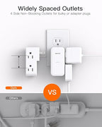 Surge Protector Outlet Extender- with Rotating Plug,6 AC Multi Plug Wall Outlet,4-Sided Outlet Splitter,900J Wall Outlet Adapter for Bathroom,Home,Travel,Dorm Room Essentials