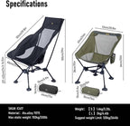 iClimb Ultralight Compact Camping Folding Beach Chair with Anti-Sinking Large Feet (Black - Triangular Frame High Back - 2PC)
