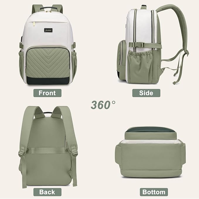 Laptop Backpack for Women Bookbag: 15.6 inch Work School Backpacks with Pouch Pocket for Large Capacity Cup & USB Charger College Book Bag Travel Business Nurse Teacher Bookbags Anti-theft Back Pack